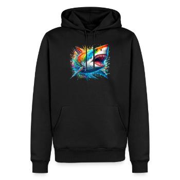 Requin - Sweat à capuche Premium bio Homme - noir - Devant - Nico (187cm)