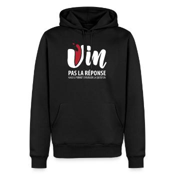 Vin pas la solution (foncé) - Sweat à capuche Premium bio Homme - noir - Devant - Nico (187cm)