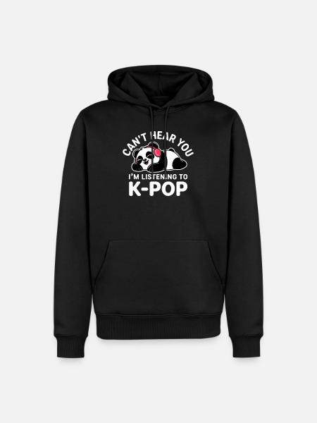 Niedlicher Panda hört K-Pop - Männer Premium Bio Hoodie - Schwarz