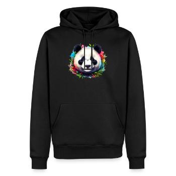 Panda - Männer Premium Bio Hoodie - Schwarz - Vorne - Nico (187cm)