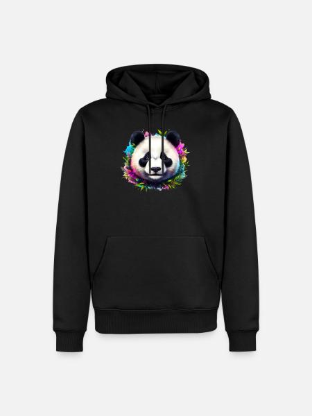 Panda - Männer Premium Bio Hoodie - Schwarz