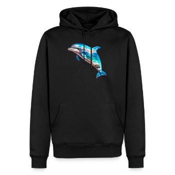 Delfin - Männer Premium Bio Hoodie - Schwarz - Vorne - Nico (187cm)