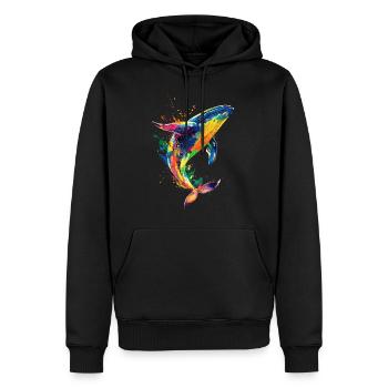 Whale Pop Art Colorful - Men’s Premium Organic Hoodie - black - Front - Nico (187cm)