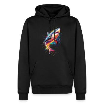 requin pop art couleur colorée - Sweat à capuche Premium bio Homme - noir - Devant - Nico (187cm)