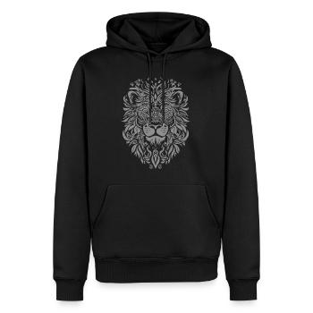 Lion Mandala Visage Tête de Lion Floral - Sweat à capuche Premium bio Homme - noir - Devant - Nico (187cm)