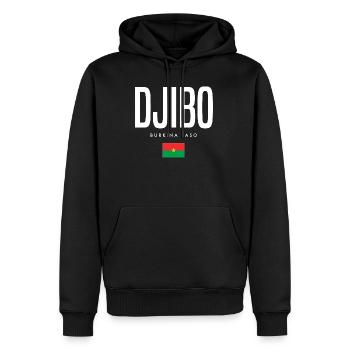 Djibo Burkina Faso - Sweat à capuche Premium bio Homme - noir - Devant - Nico (187cm)