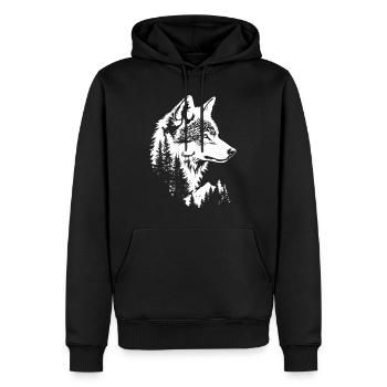 Wolf Gesicht Natur Silhouette - Männer Premium Bio Hoodie - Schwarz - Vorne - Nico (187cm)