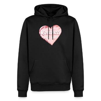 Herz mit Botschaft für Freundlichkeit in englisch - Männer Premium Bio Hoodie - Schwarz - Vorne - Nico (187cm)