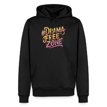 Drama Free Zone Bunt Glitzernde Fun Schrift - Männer Premium Bio Hoodie - Schwarz - Vorne - Nico (187cm)