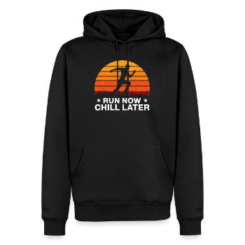 Running Run Now Chill Later Marathon Runner Gift - Sweat à capuche Premium bio Homme - noir - Devant - Nico (187cm)