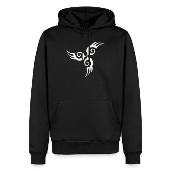 Tatouage de silhouette d’aile tribale - Sweat à capuche Premium bio Homme - noir - Devant - Nico (187cm)