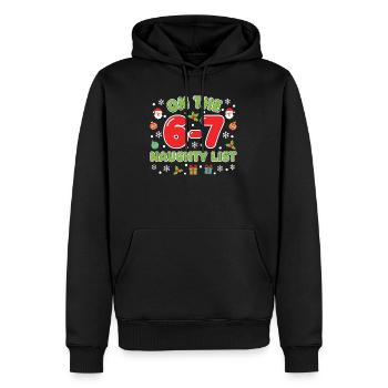 On the 6-7 Naughty List Fun 67 Christmas Sec - Men’s Premium Organic Hoodie - black - Front - Nico (187cm)