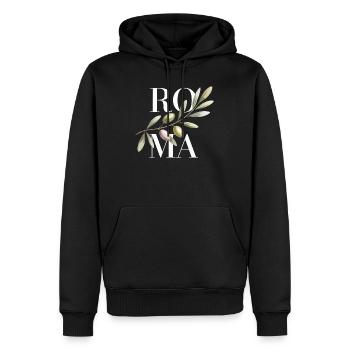 ROMA – Rameau d’Olivier - Sweat à capuche Premium bio Homme - noir - Devant - Nico (187cm)