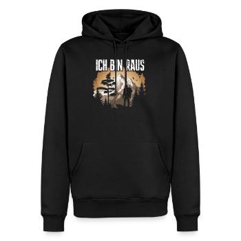 Mountain hiker silhouette in the mountains - Men’s Premium Organic Hoodie - black - Front - Nico (187cm)