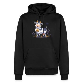 Lustige Kuh mit Glocke - Männer Premium Bio Hoodie - Schwarz - Vorne - Nico (187cm)