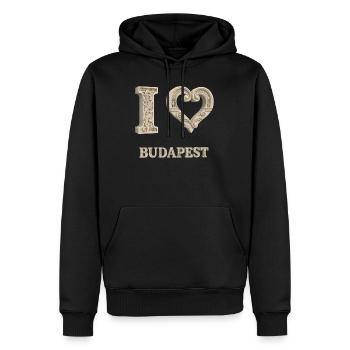 J’adore Budapest – Architecture City Design - Sweat à capuche Premium bio Homme - noir - Devant - Nico (187cm)