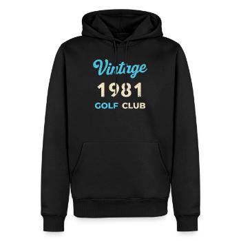 Cadeau rétro de l’année de naissance vintage du club de golf de 1981 - Sweat à capuche Premium bio Homme - noir - Devant - Nico (187cm)