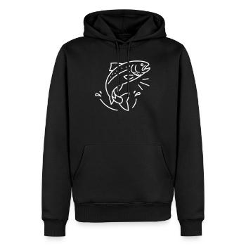 Action de pêche à la truite sauteuse - Sweat à capuche Premium bio Homme - noir - Devant - Nico (187cm)