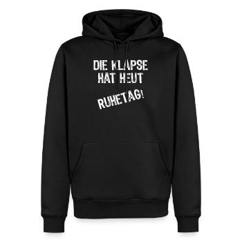 Die Klapse hat heut Ruhetag - Männer Premium Bio Hoodie - Schwarz - Vorne - Nico (187cm)