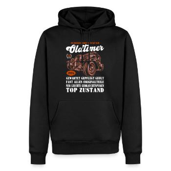Oldtimer 1976 Retro Auto Illustration 50. - Männer Premium Bio Hoodie - Schwarz - Vorne - Nico (187cm)