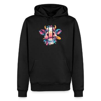 Bunter Kuhkopfspritzer - Männer Premium Bio Hoodie - Schwarz - Vorne - Nico (187cm)