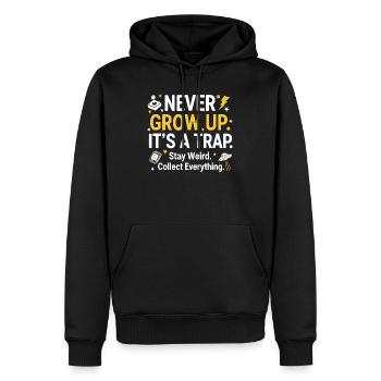 Grow Up Kidult Collectionneur rétro - Sweat à capuche Premium bio Homme - noir - Devant - Nico (187cm)