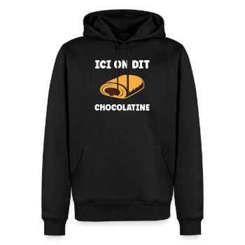 chocolatine - Sweat à capuche Premium bio Homme - noir - Devant - Nico (187cm)
