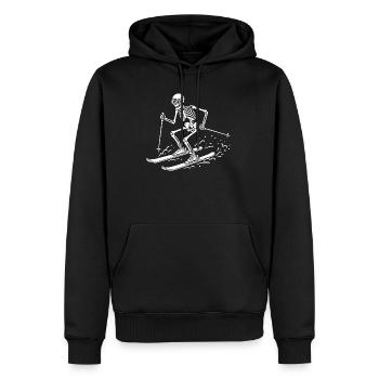 Skieur squelette sur les vagues de neige - Sweat à capuche Premium bio Homme - noir - Devant - Nico (187cm)