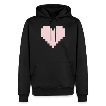 Pixel Pink Herz - Männer Premium Bio Hoodie - Schwarz - Vorne - Nico (187cm)