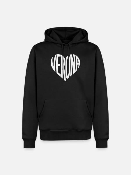 Verona Heart Typography - Men’s Premium Organic Hoodie - black