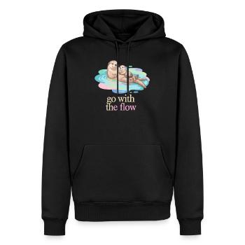 Otter Duo in Pastel Flow - Männer Premium Bio Hoodie - Schwarz - Vorne - Nico (187cm)