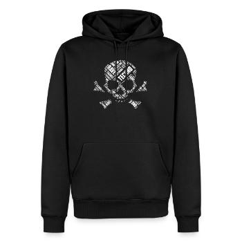 Techno Skull Wordcloud - Men’s Premium Organic Hoodie - black - Front - Nico (187cm)