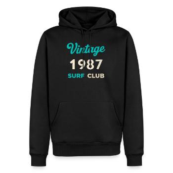 Vintage 1987 Surf Club Retro Geburtsjahr Geschenk - Männer Premium Bio Hoodie - Schwarz - Vorne - Nico (187cm)