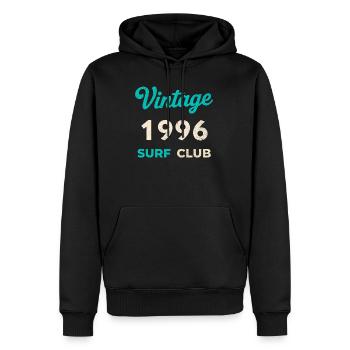 Cadeau rétro vintage de l’année de naissance du Surf Club 1996 - Sweat à capuche Premium bio Homme - noir - Devant - Nico (187cm)