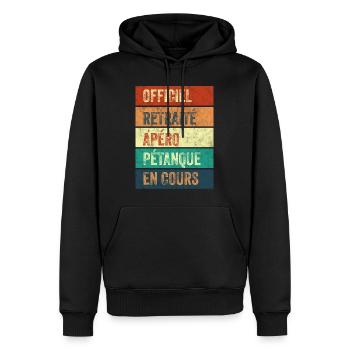 Retraite Apéro Pétanque - Sweat à capuche Premium bio Homme - noir - Devant - Nico (187cm)
