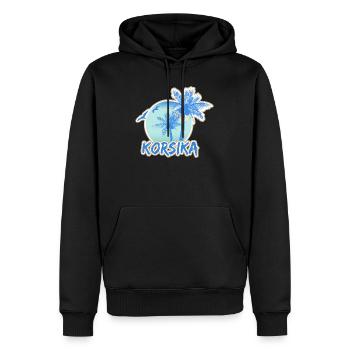 Plage de Corse - Sweat à capuche Premium bio Homme - noir - Devant - Nico (187cm)