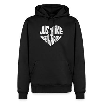 Just Hike and Be Happy Herz-Design - Männer Premium Bio Hoodie - Schwarz - Vorne - Nico (187cm)