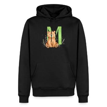 Ours devant le vert M – style aquarelle - Sweat à capuche Premium bio Homme - noir - Devant - Nico (187cm)