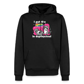 Disco Raccoons : Rainbow Fun - Sweat à capuche Premium bio Homme - noir - Devant - Nico (187cm)