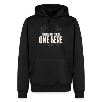 Schuppen-jagd-schuppen-jäger-geweih-jagd-weißwedel - Männer Premium Bio Hoodie - Schwarz - Vorne - Nico (187cm)