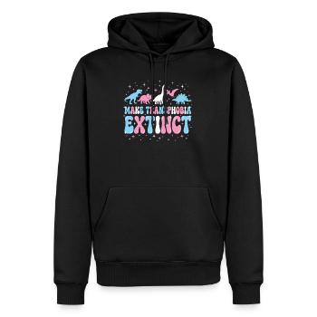 LGBTQ-Pride-Monat – Transphobie ausrotten - Männer Premium Bio Hoodie - Schwarz - Vorne - Nico (187cm)