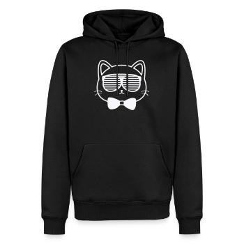 Sonnenkatze mit Fliege - Männer Premium Bio Hoodie - Schwarz - Vorne - Nico (187cm)