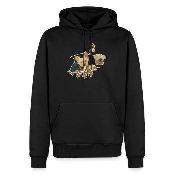 Chiens du Yorkshire dans les feuilles d’automne - Sweat à capuche Premium bio Homme - noir - Devant - Nico (187cm)