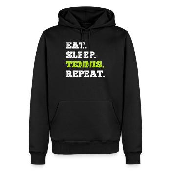Manger dormir Tennis Répéter - Sweat à capuche Premium bio Homme - noir - Devant - Nico (187cm)