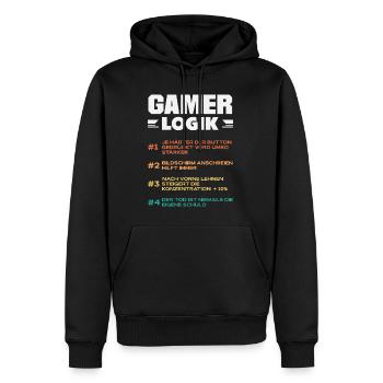 Gamer Logik Lustige Regeln Für Zocker Videospiele - Männer Premium Bio Hoodie - Schwarz - Vorne - Nico (187cm)