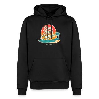 Strandurlaubsgeschenke, Sun Sand Cancun Mexiko - Männer Premium Bio Hoodie - Schwarz - Vorne - Nico (187cm)