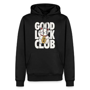 Bonne chance du Club Chat Chanceux - Sweat à capuche Premium bio Homme - noir - Devant - Nico (187cm)