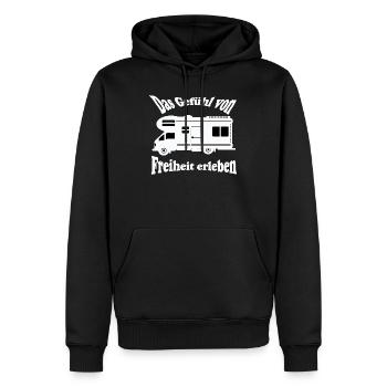Gefühl von Freiheit: Wohnmobil-Reise - Männer Premium Bio Hoodie - Schwarz - Vorne - Nico (187cm)