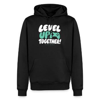 Équipe Monte de niveau ensemble : Nerds - Sweat à capuche Premium bio Homme - noir - Devant - Nico (187cm)