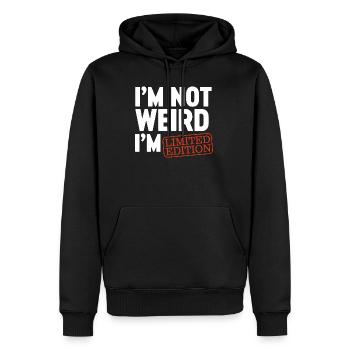 Ich bin nicht komisch, ich bin Limited Edition, ich bin lustiges Design. - Männer Premium Bio Hoodie - Schwarz - Vorne - Nico (187cm)